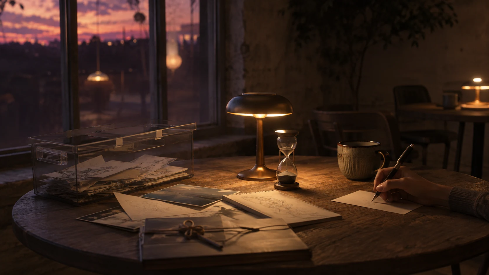 Round table workflow with unfinished archive box