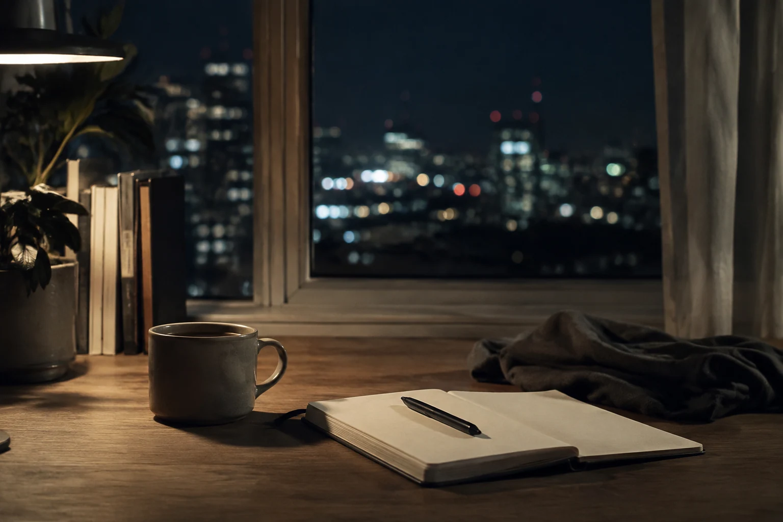 An abstract neon scene symbolizing a nighttime window and a recovery checklist