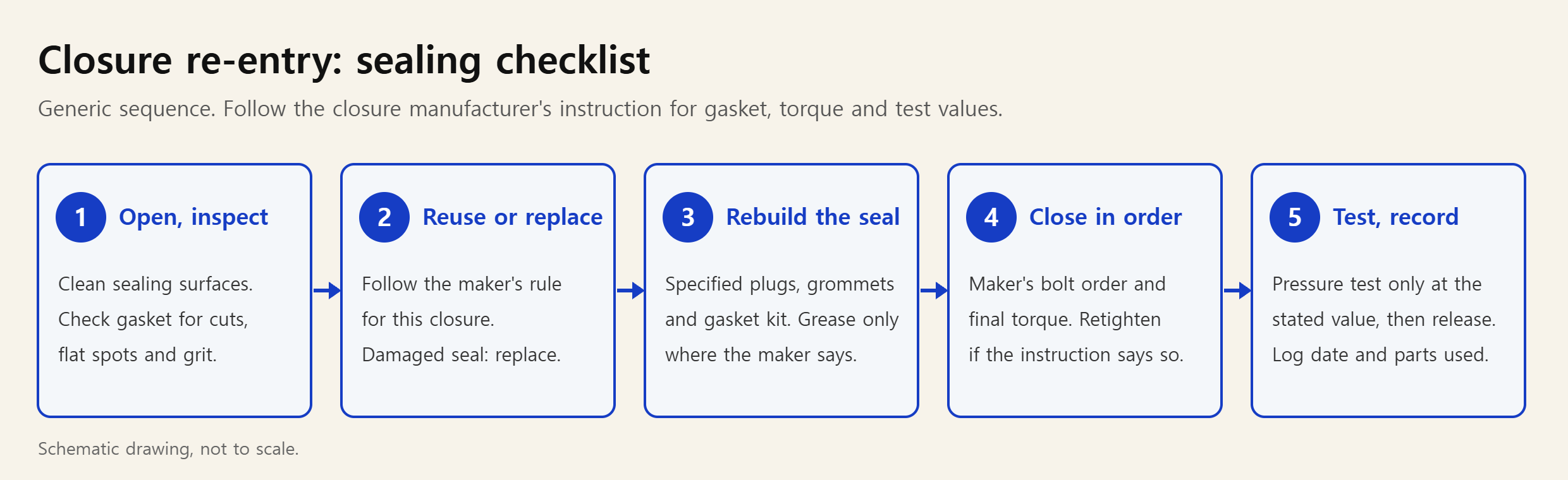 Five-step re-entry sealing checklist