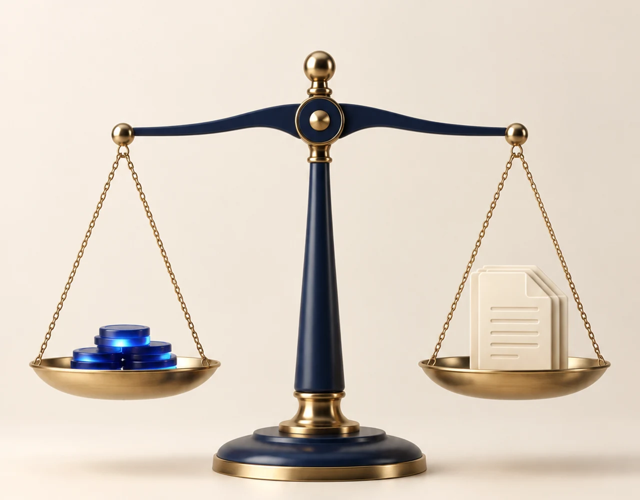 A conceptual balance comparing API costs with the material that still needs review